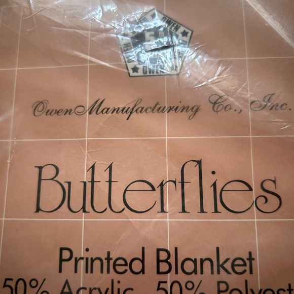 Vintage Owen Manufacturing Co. Butterflies Printed Blanket 72”X90” NWT - Picture 4 of 12